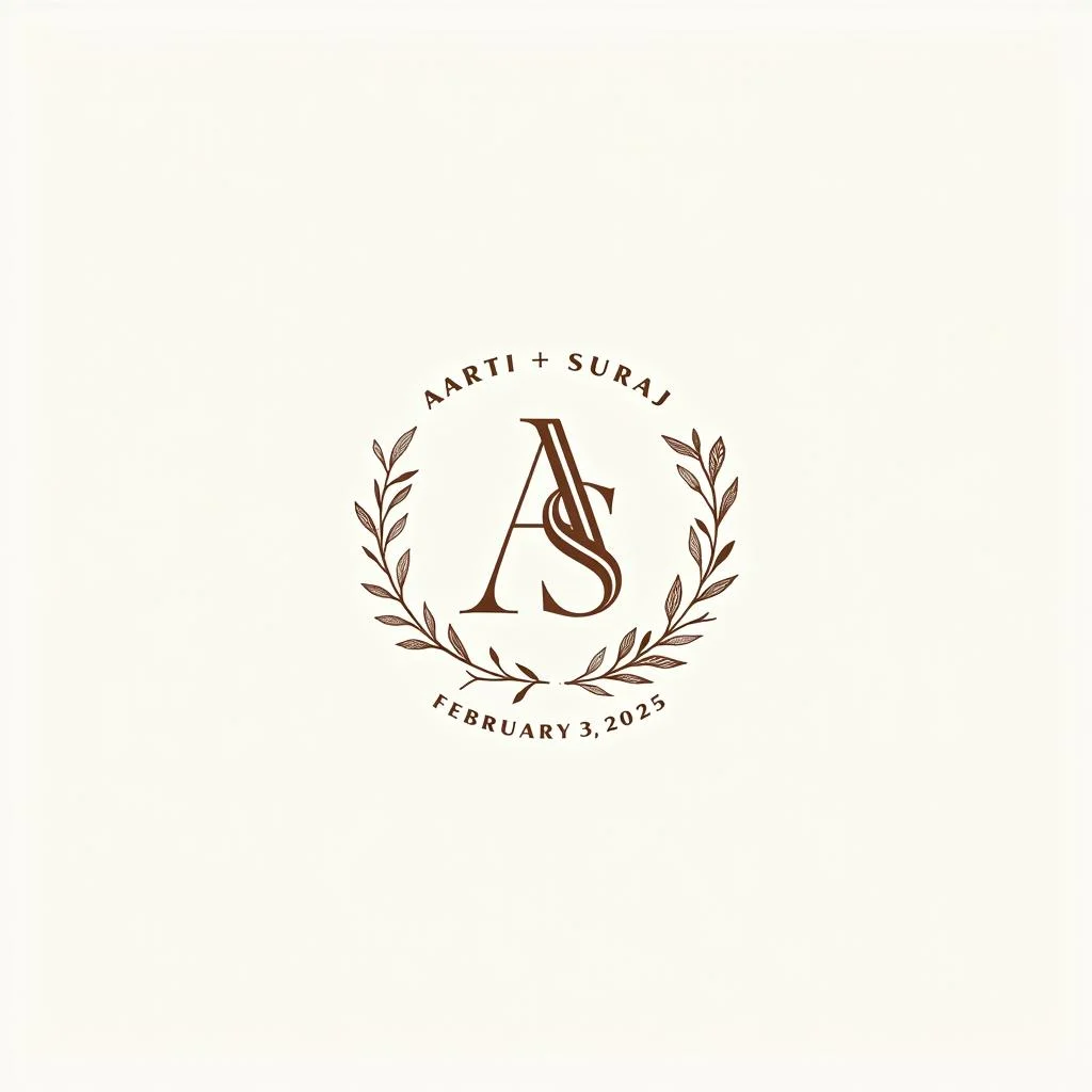 Ornate AI wedding logo with intricate floral border and couple monogram